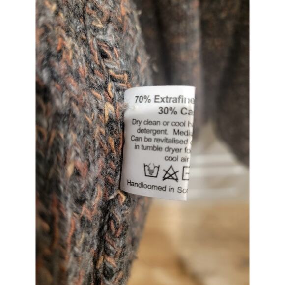 Eskandar Cardigan Knit Wool‎ Cashmere Sweater Sz OSBrown Gray Orange - Picture 10 of 11